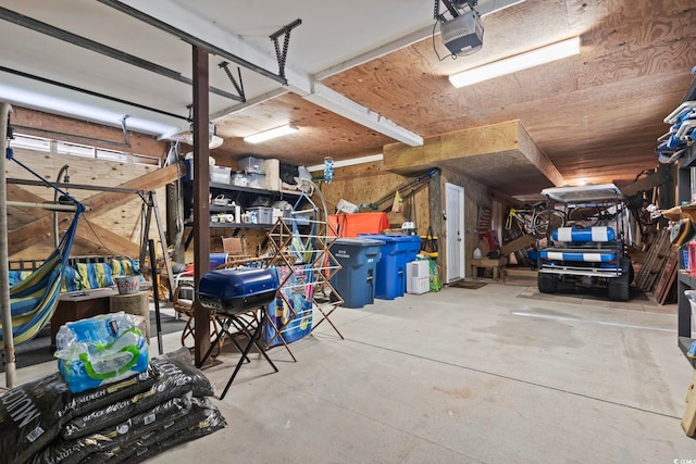 garage with a garage door opener