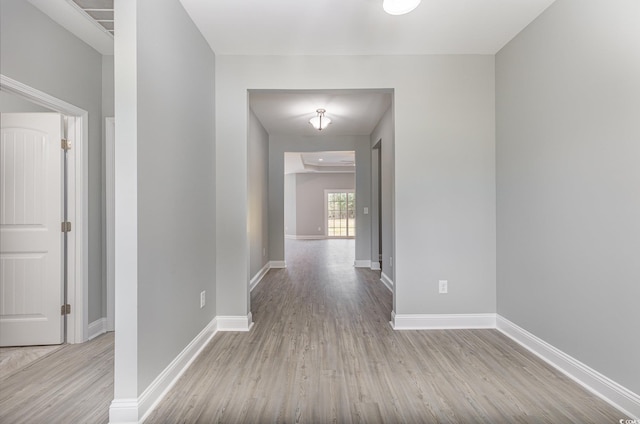 hall featuring light hardwood / wood-style flooring