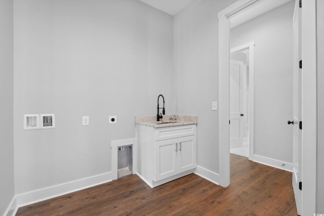 309 Waterfall Cir, Little River, SC 29566 - laundry room featuring electric dryer hookup, dark wood-style flooring, and baseboards