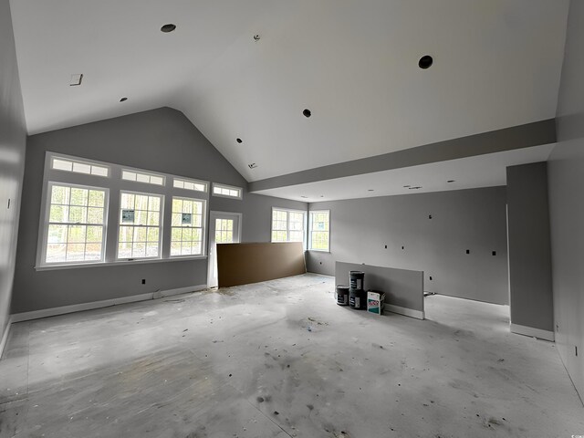 650 Timber Creek Dr, Loris, SC 29569 - unfurnished room with vaulted ceiling, baseboards, and unfinished concrete floors