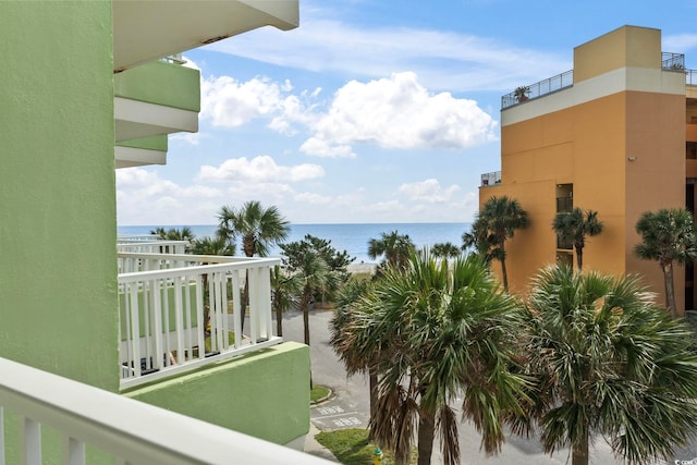 balcony featuring a water view