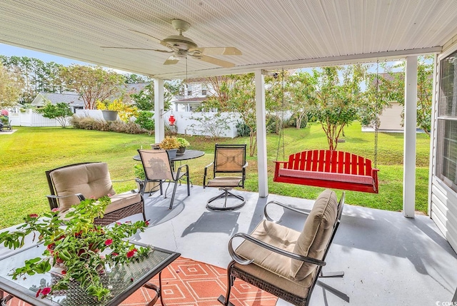 view of patio / terrace featuring ceiling fan