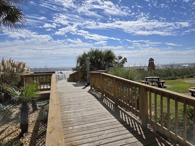 view of property's community with a water view