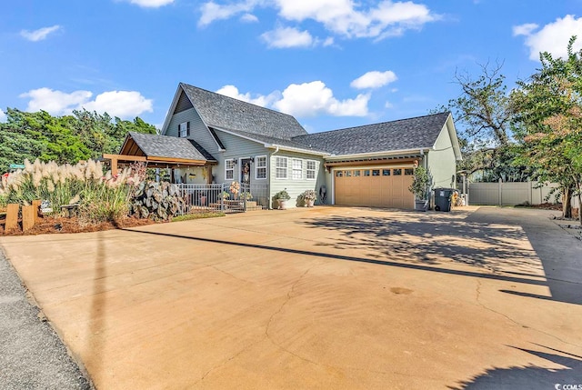 view of front of property with a garage