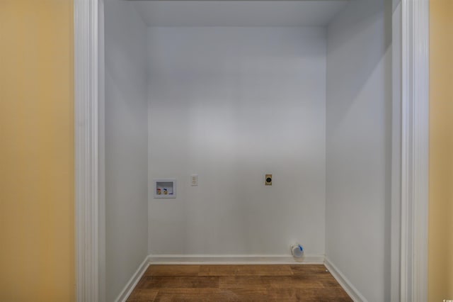 laundry room with hookup for an electric dryer, dark hardwood / wood-style flooring, and hookup for a washing machine