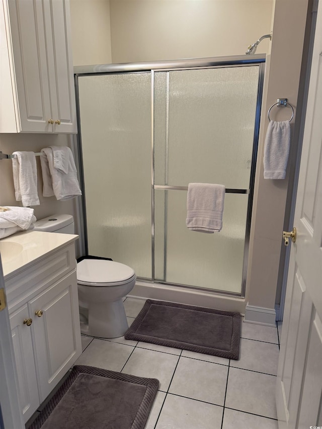 1538 Lanterns Rest Rd Unit 303, Myrtle Beach, SC 29579 - bathroom featuring a shower stall, vanity, toilet, and tile patterned floors