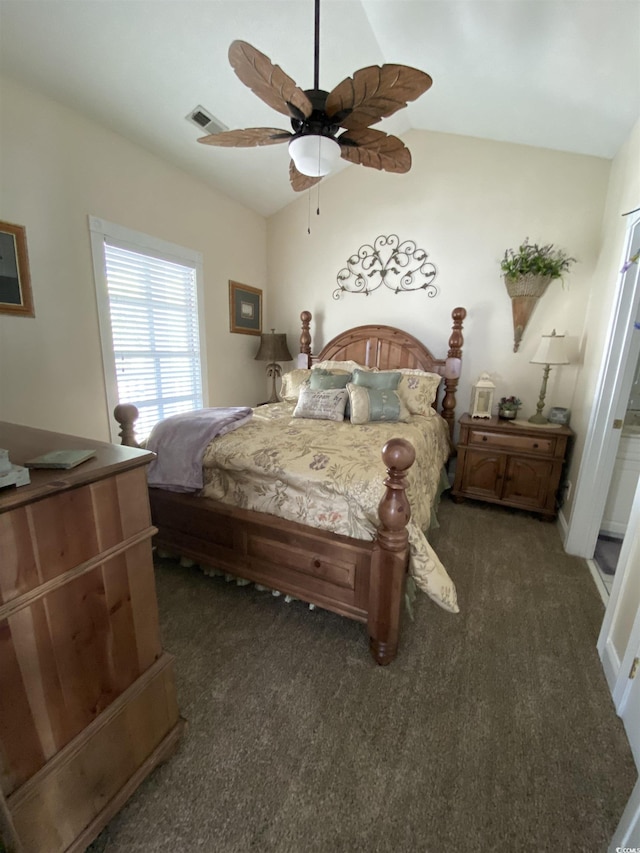 1538 Lanterns Rest Rd Unit 303, Myrtle Beach, SC 29579 - bedroom featuring carpet floors, lofted ceiling, and a ceiling fan