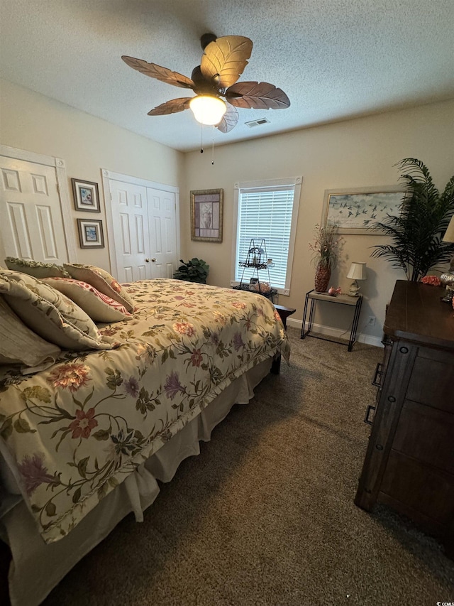 1538 Lanterns Rest Rd Unit 303, Myrtle Beach, SC 29579 - carpeted bedroom featuring a textured ceiling, ceiling fan, and baseboards