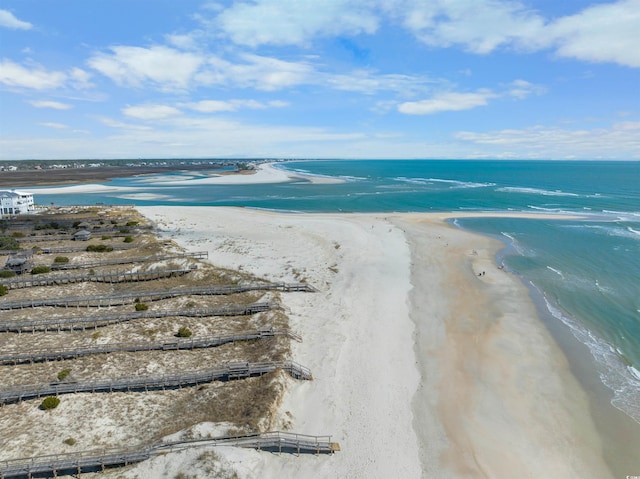 view of water feature with a beach view