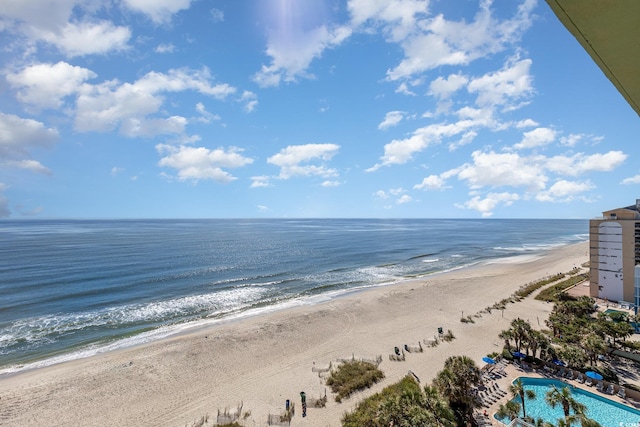 property view of water with a beach view