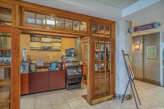 view of tiled home office