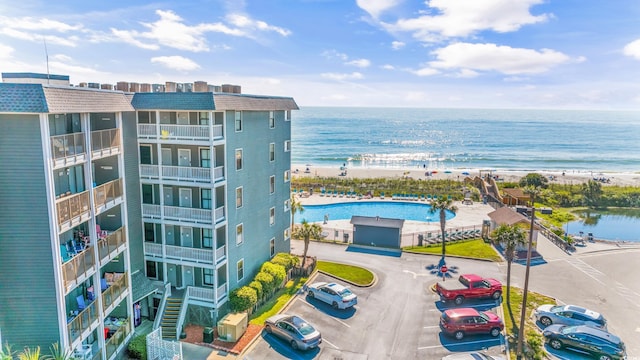 property view of water with a beach view