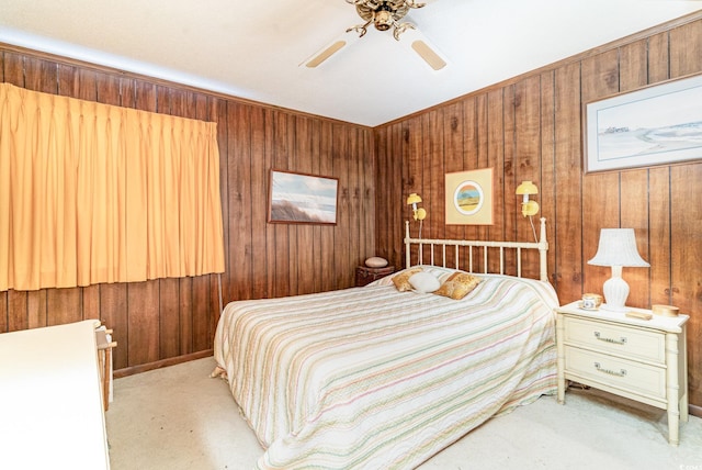 1582 S Waccamaw Dr Unit 60, Garden City Beach, SC 29576 - bedroom with wooden walls, carpet floors, and ceiling fan