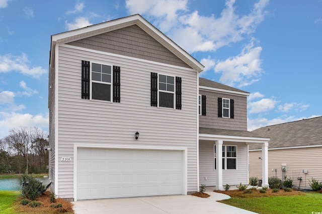 view of front property with a garage