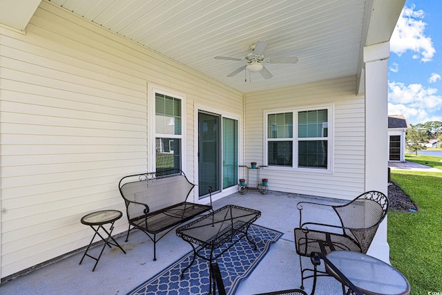 view of patio / terrace with ceiling fan