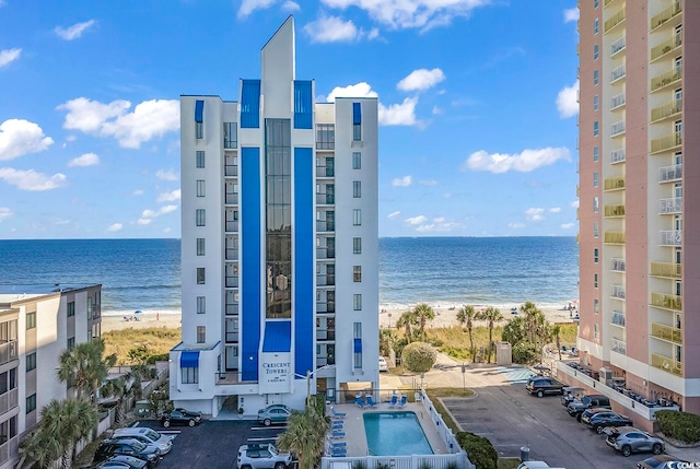 view of water feature featuring a view of the beach