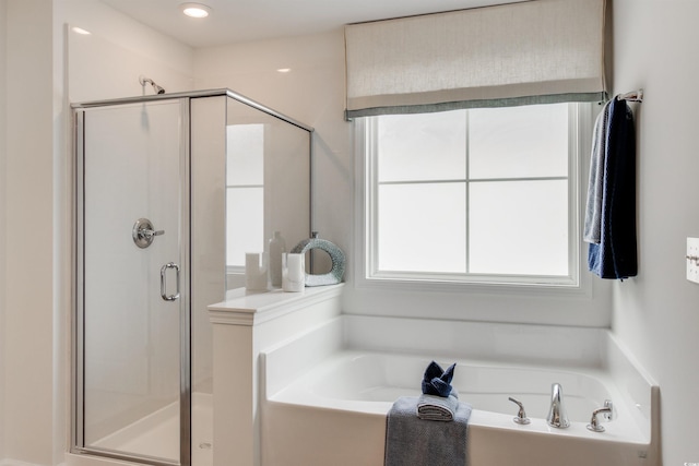 bathroom with independent shower and bath