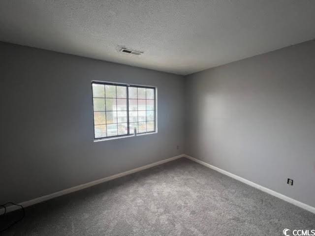 spare room featuring carpet and a textured ceiling