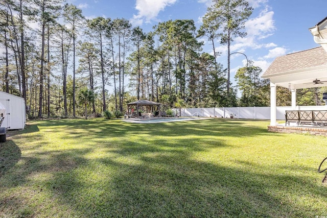 view of yard with a gazebo