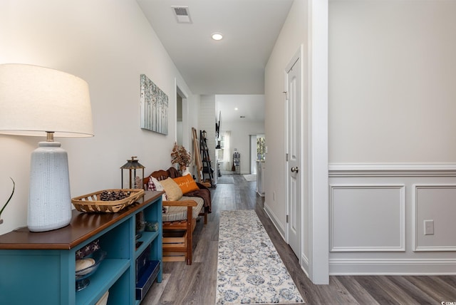 hall featuring dark hardwood / wood-style flooring