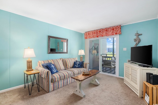 living room featuring carpet