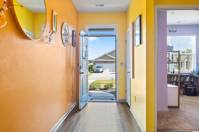 entryway featuring hardwood / wood-style flooring