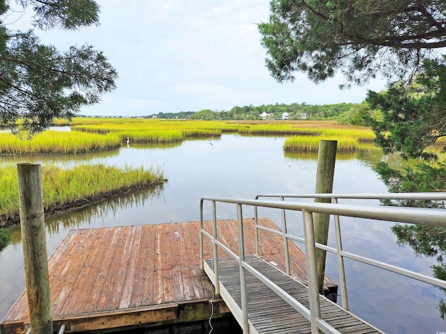 view of dock featuring a water view