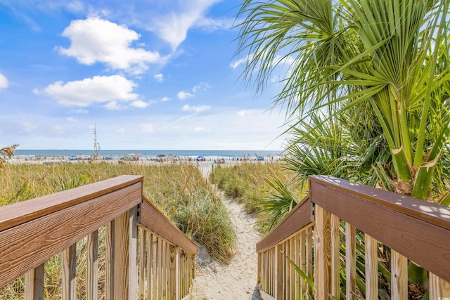 exterior space with a view of the beach