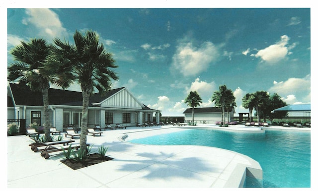 pool with a patio area