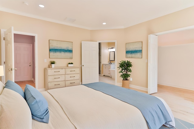 bedroom featuring crown molding