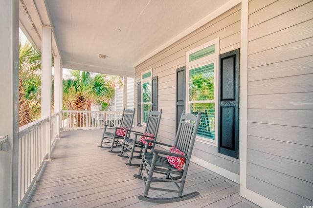 deck featuring a porch