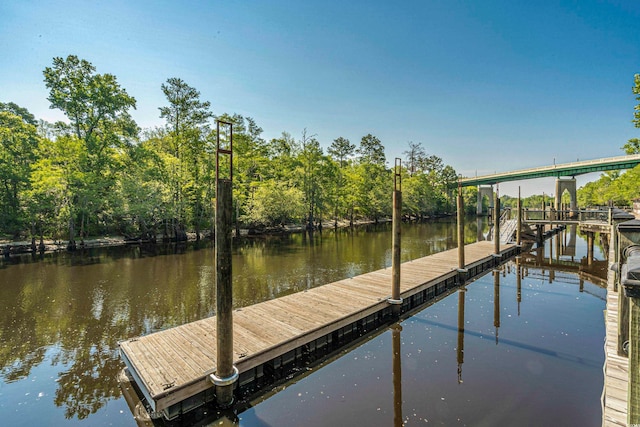 dock area featuring a water view