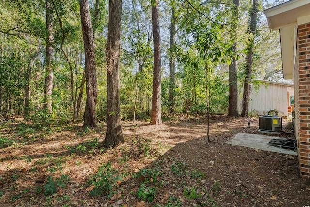 view of yard featuring a patio and central AC