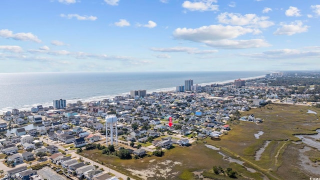 aerial view with a water view and a view of city