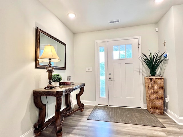 entryway featuring hardwood / wood-style flooring