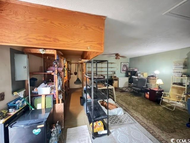 storage area with ceiling fan