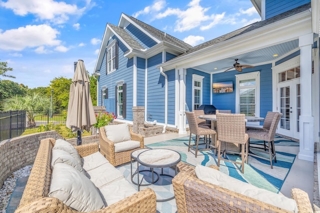 view of patio / terrace featuring outdoor lounge area and ceiling fan