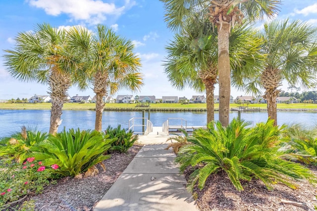 view of water feature featuring a dock