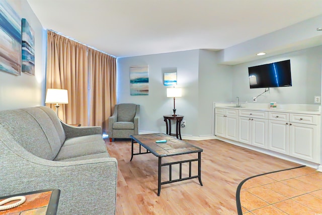 living room featuring light hardwood / wood-style flooring