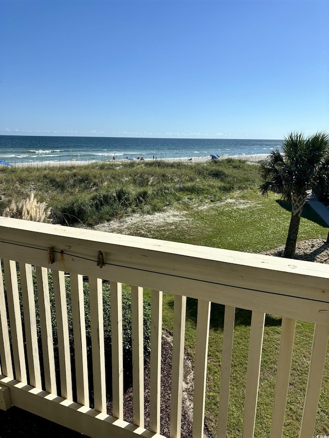 property view of water featuring a view of the beach