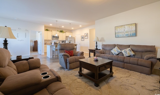 living room featuring light hardwood / wood-style flooring