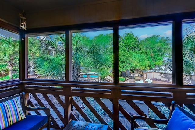 view of unfurnished sunroom