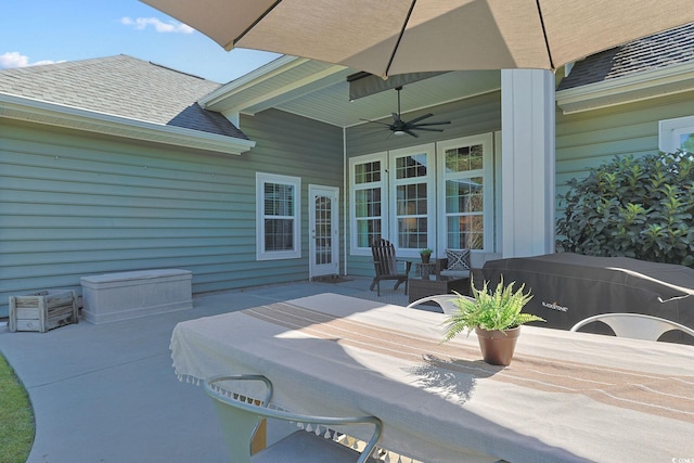 view of patio / terrace with ceiling fan