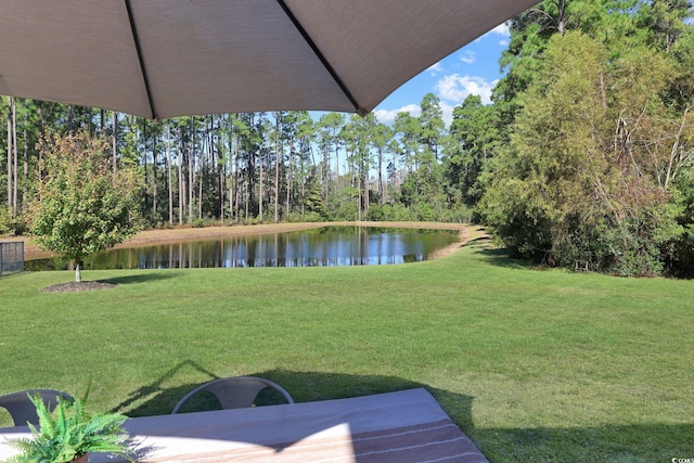 view of yard featuring a water view