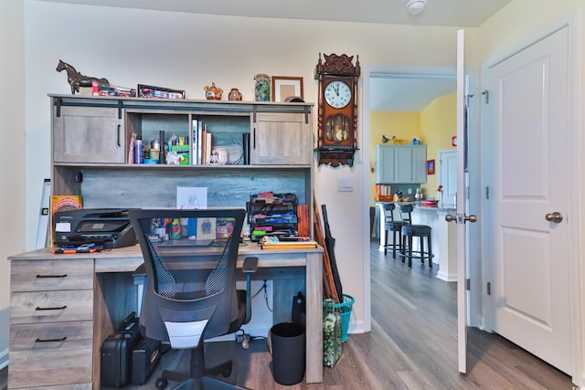 office space featuring hardwood / wood-style floors