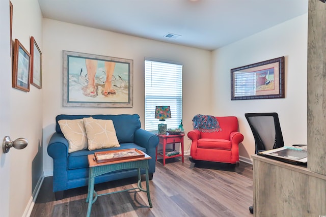 living area featuring wood-type flooring