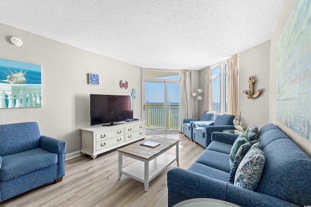 2701 S Ocean Blvd Unit 1817, North Myrtle Beach, SC 29582 - living area featuring light wood-style floors and a textured ceiling