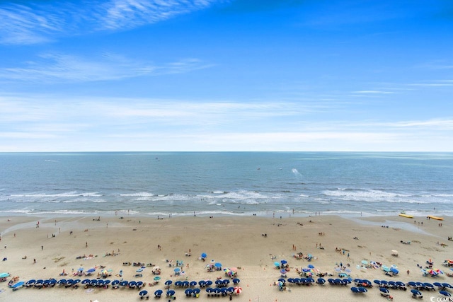 view of water feature featuring a beach view