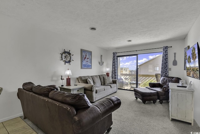 9621 Shore Dr Unit G219, Myrtle Beach, SC 29572 - living room featuring a textured ceiling and carpet