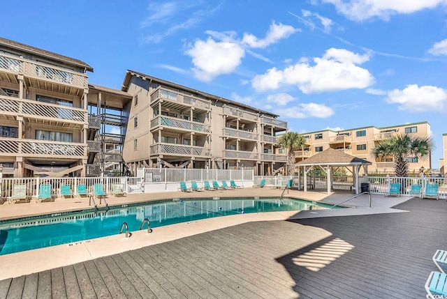 view of pool with a gazebo